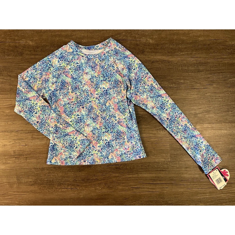Andy & Evan Rash Guard Girls Size 16 Printed Shirt Long Sleeve 50 NWT Blue i25